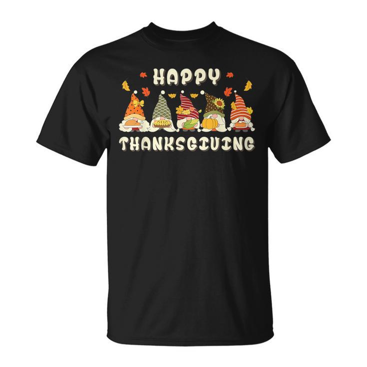 Happy Thanksgiving Autumn Gnomes With Harvest T-Shirt