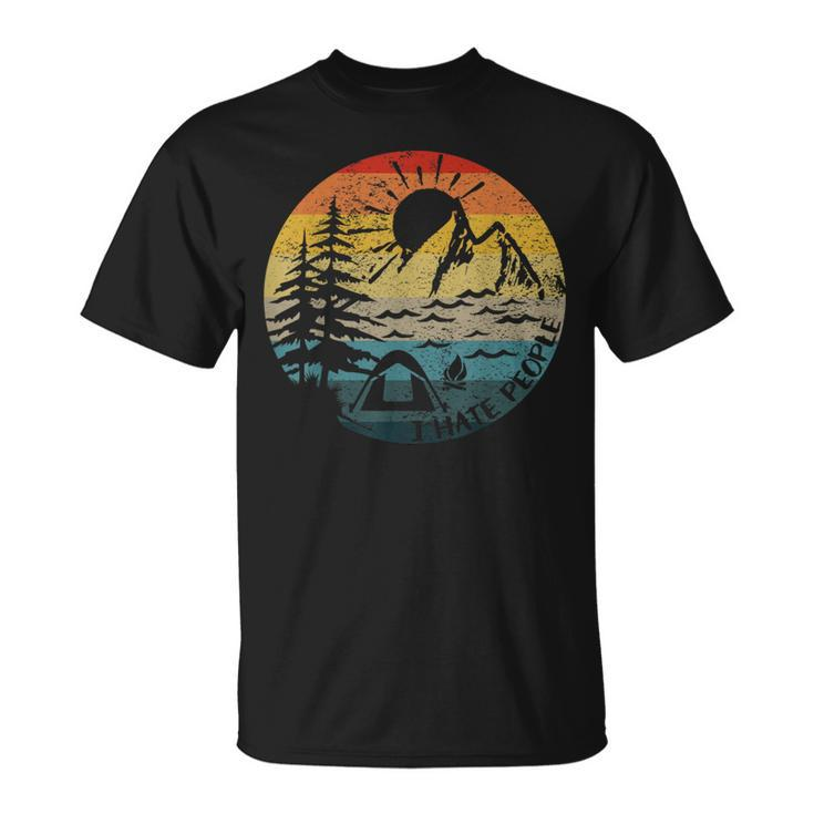 I Hate People Vintage Sun Retro Camping Hiking T-Shirt