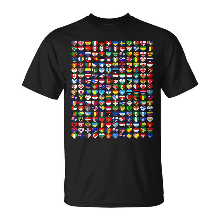 Heart Flags Of The Countries Of The World Flags Unity Day T-Shirt