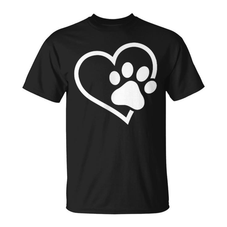 Heart With Paw For Cat Or Dog Lovers T-Shirt