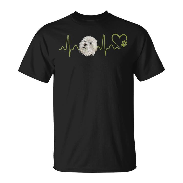 Heartbeat Maltese Dog Animal Rescue Lifeline T-Shirt