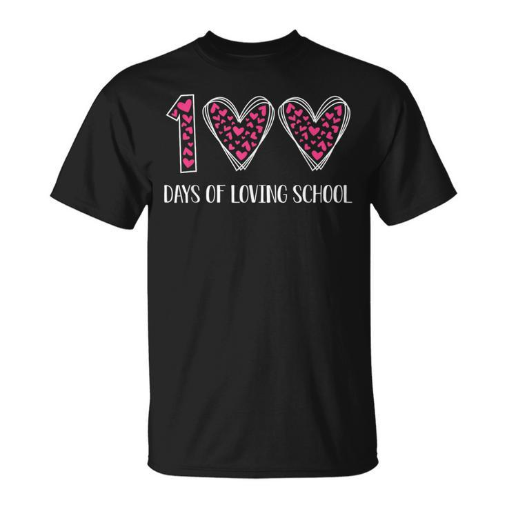 Hearts 100 Days Of Loving School 100Th Day Of School Teacher T-Shirt