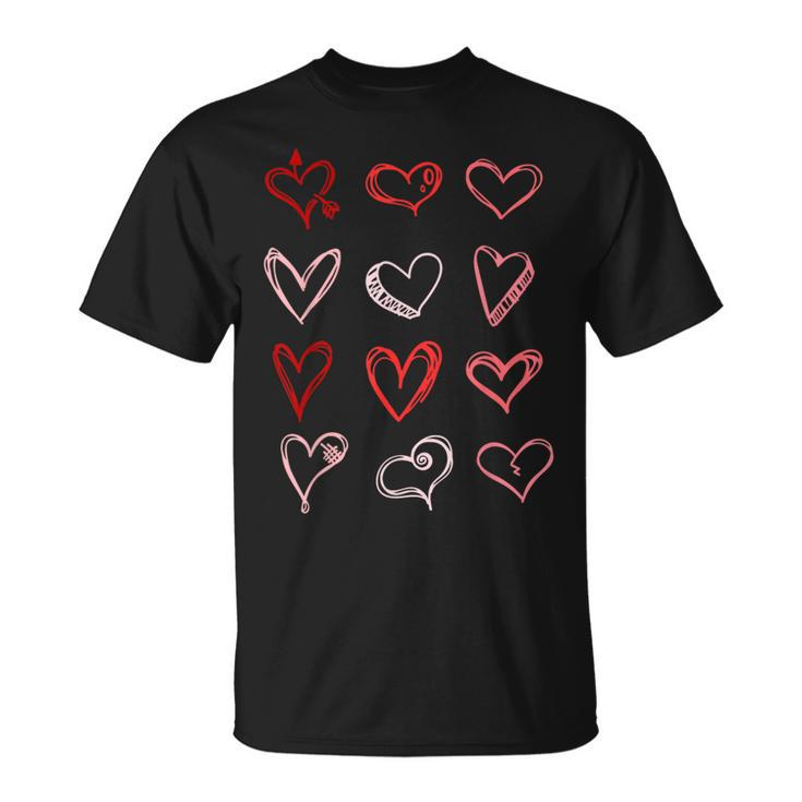 Hearts Pattern Valentines Day Cute Love V-Day Pajama T-Shirt