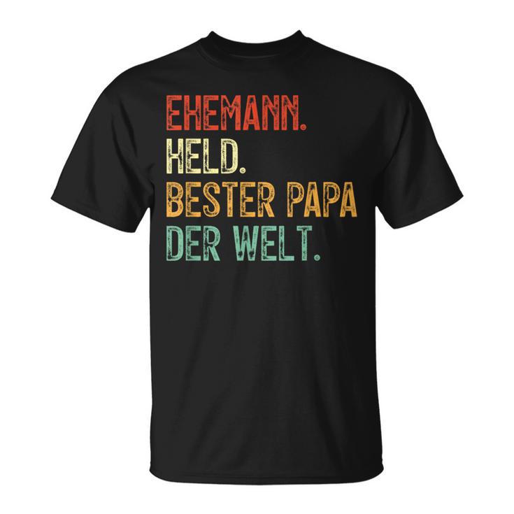 Held Bester Papa Mann Der Welt Held Bester Ehemann T-Shirt