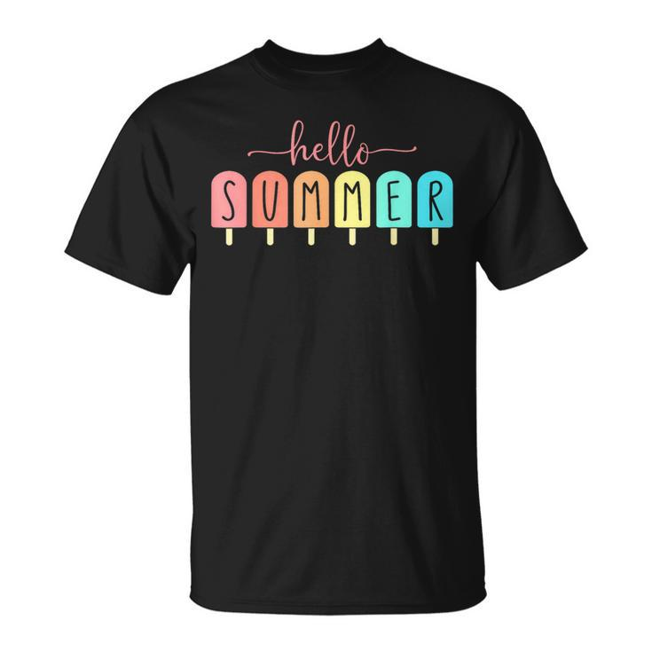 Hello Summer Cool Colorful Popsicle Graphic T-Shirt