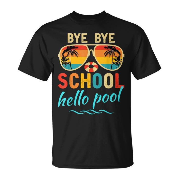 Hello Summer Vacation Bye Bye School Hello Pool Vintage T-Shirt