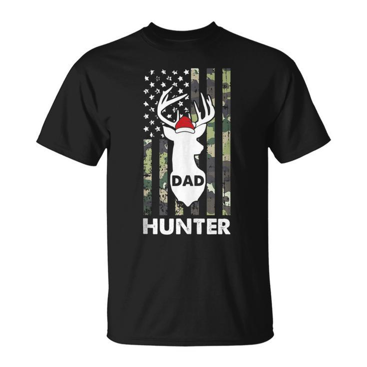 Herren Dad Hunter Weihnachten Coole Amerikanische Flagge Jagd Papaater T-Shirt