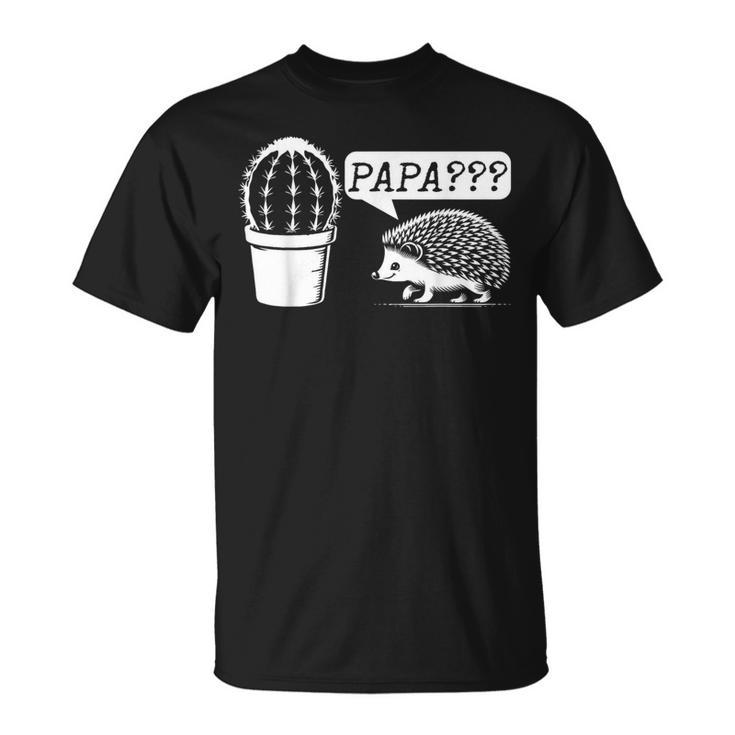 Herren Geschenkidee Papa Kaktus Igel Lustiges Grafikdesign T-Shirt