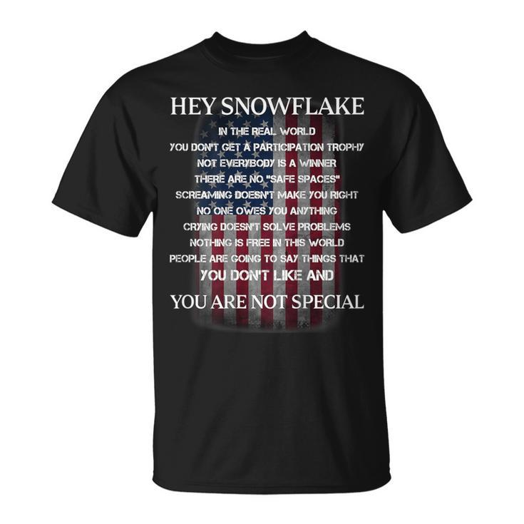 Hey Snowflake You Are Not Special America Flag T-Shirt