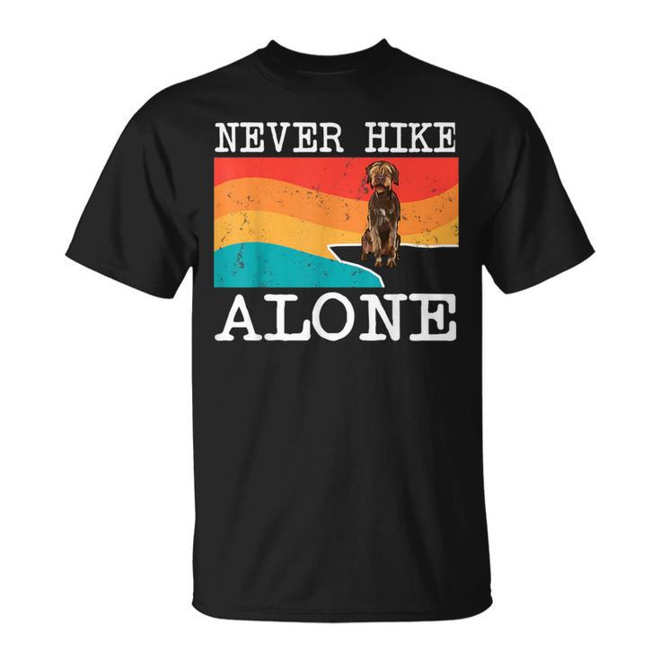 Never Hike Alone Wirehaired Pointing Griffon Graphic Hiking T-Shirt