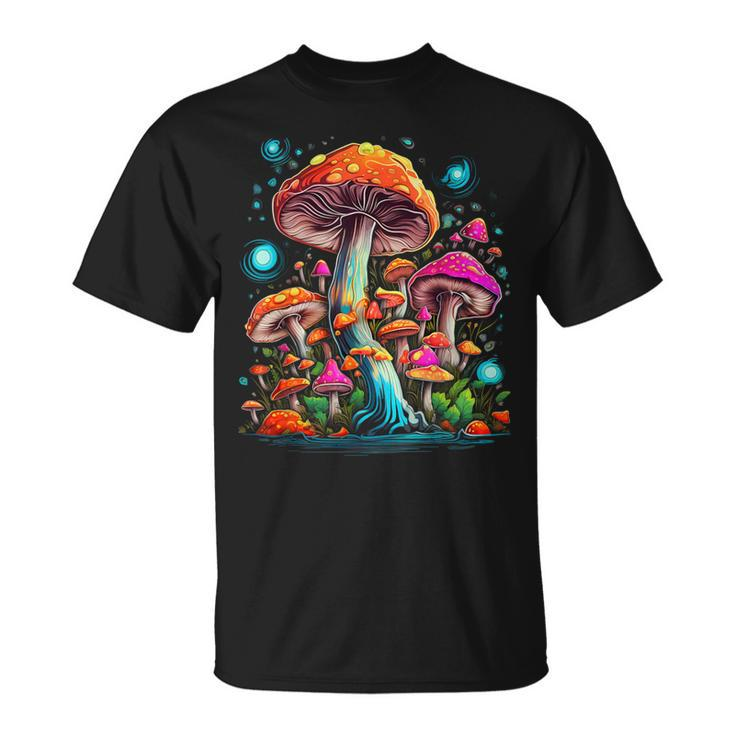 Hippie Mushrooms Psychedelic Forest Fungi Festival T-Shirt