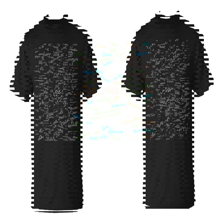 Hola En 100 Idiomas Del Mundo Unidad Internacional Camiseta unisex