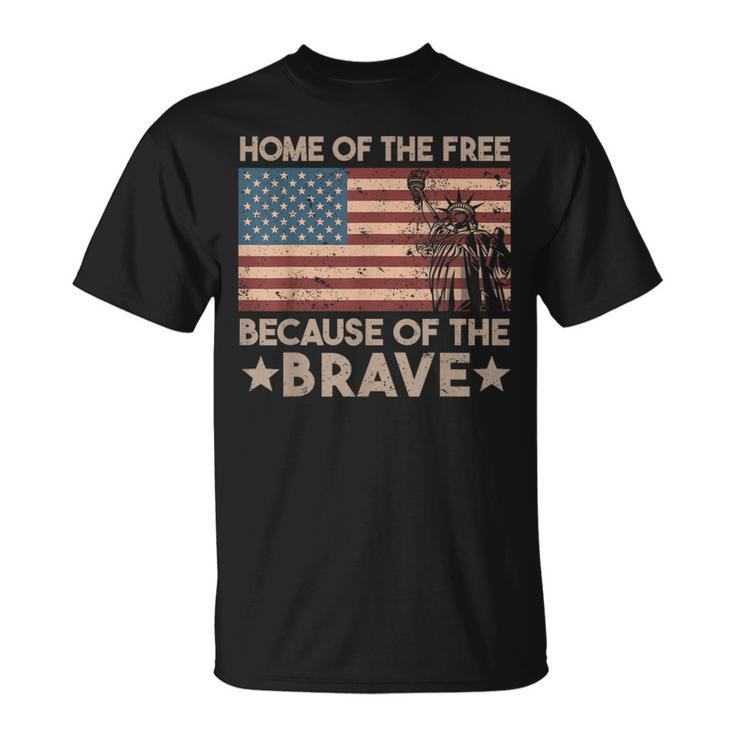 Home Of The Free Because Of The Brave Vintage American Flag T-Shirt