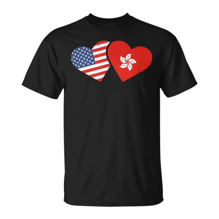Hong Kong Usa FlagHeart Hongkonger American Love T-Shirt