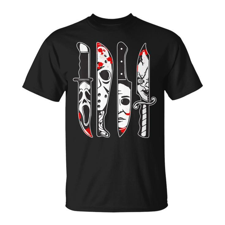 Horror Movie Characters In Knives Horror Characters T-Shirt