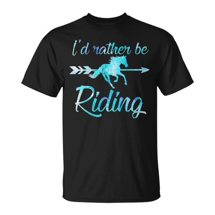 Horse Rider Girls I'd Rather Be Riding Horses Kid Gif T-Shirt