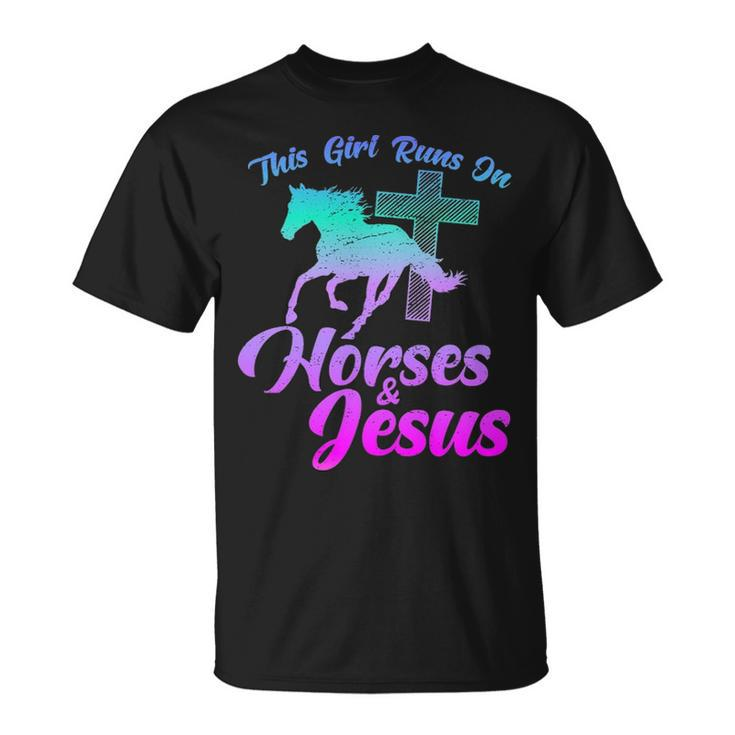 Horse Riding This Girl Runs Horses & Jesus Christian T-Shirt