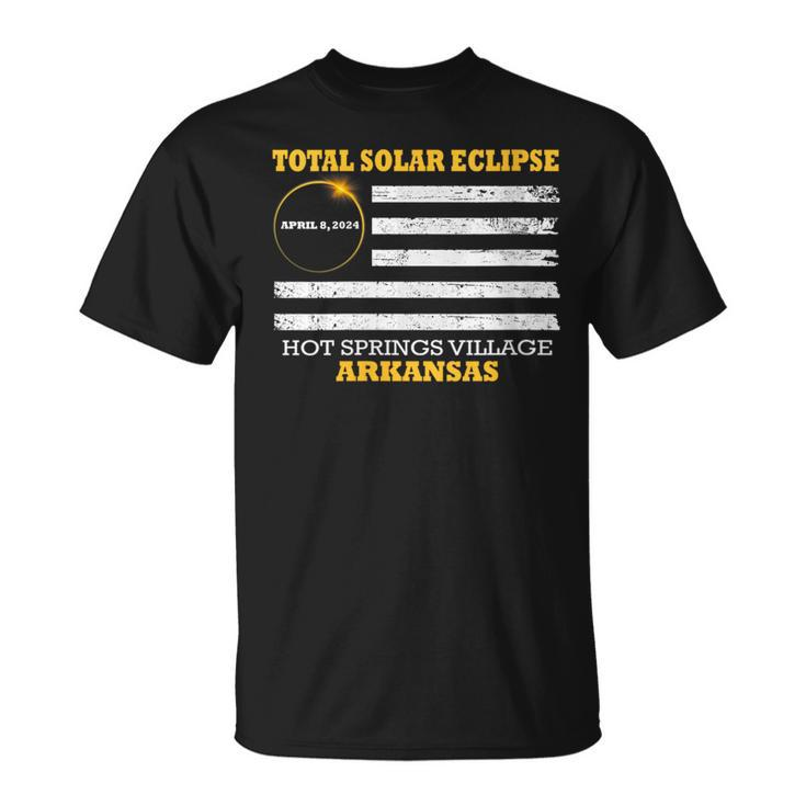 Hot Springs Village Arkansas Solar Eclipse 2024 Us Flag T-Shirt