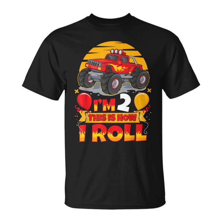 Hot Wheels Birthday I'm 2 This Is How I Roll Monster Truck T-Shirt