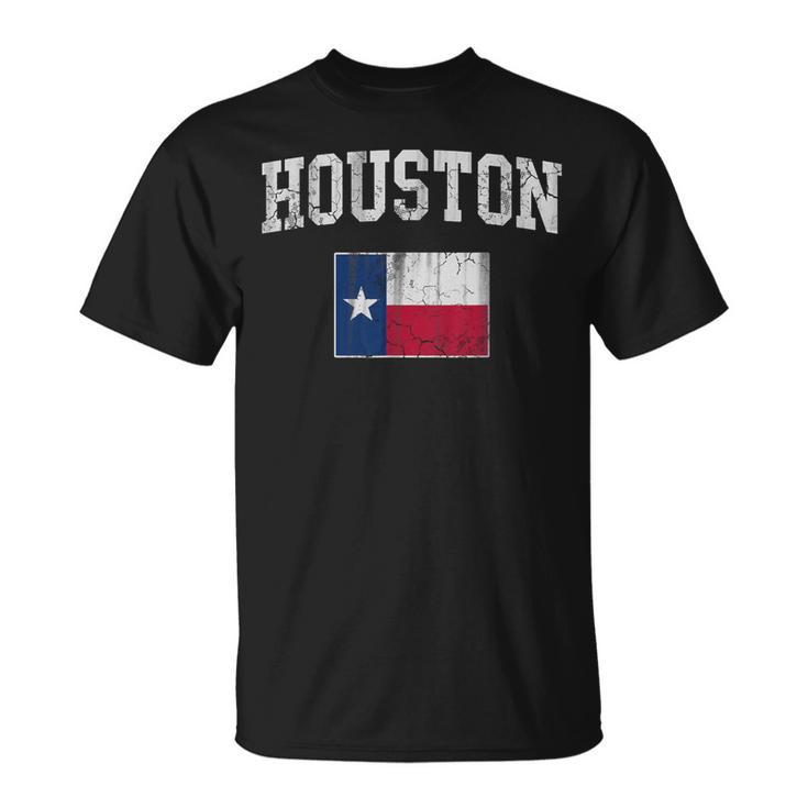 Houston Texas Flag Vintage Distressed T-Shirt