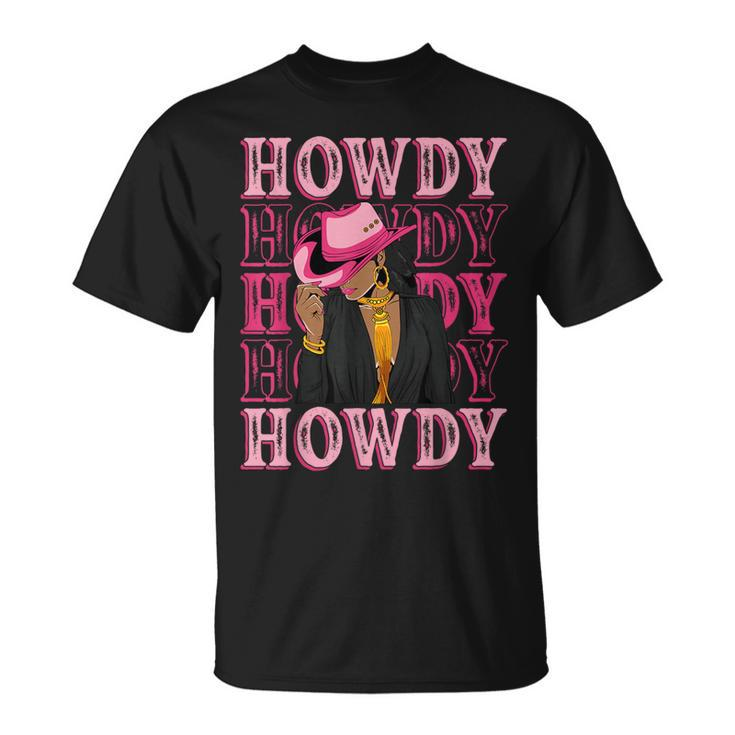Howdy Retro Western Black Cowgirl African American Women T-Shirt