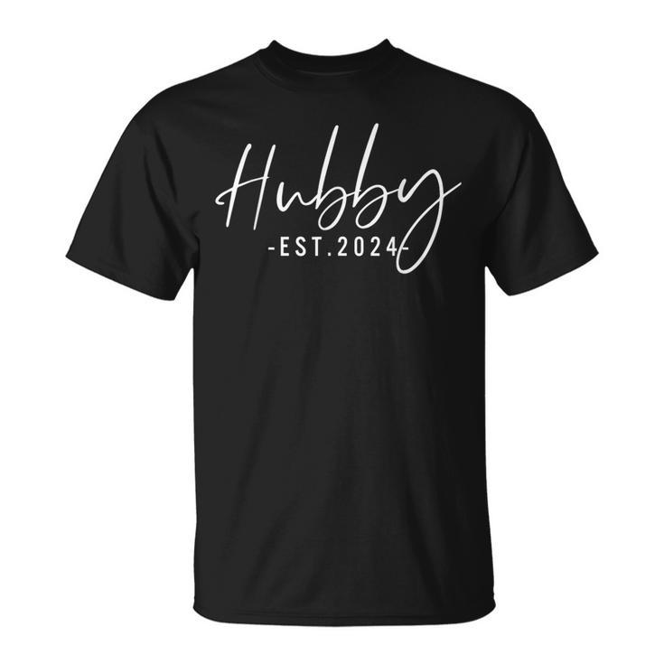 Hubby Est 2024 Just Married Honeymoon Husband Wedding Couple T-Shirt