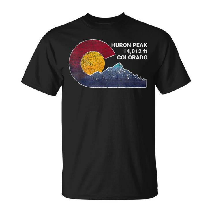 Huron Peak Colorado With Flag Inspired Scene T-Shirt