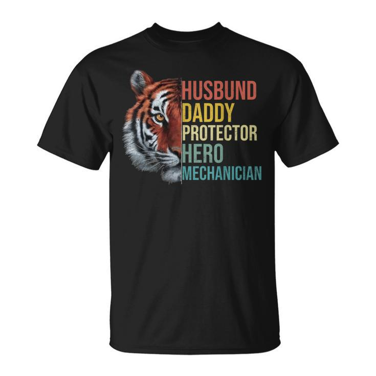 Husband Daddy Protector Hero Mechanician Father's Day Father T-Shirt