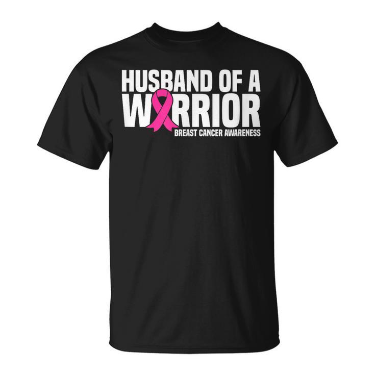 Husband Of A Warrior Pink Ribbon Breast Cancer Awareness T-Shirt