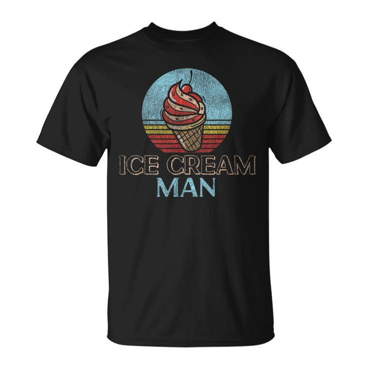 Ice Cream Boy Cone Sundae Retro Vintage Ice Cream Man T-Shirt