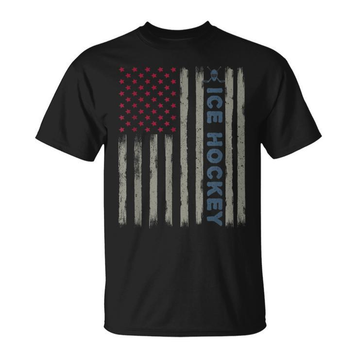 Ice Hockey American Flag Patriotic Usa 4Th Of July Vintage T-Shirt