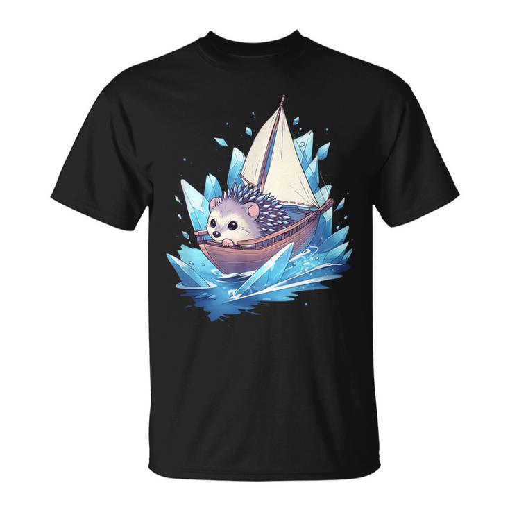 Ice Sailing Hedgehog Ice Sailing Ice Boating Yachting T-Shirt