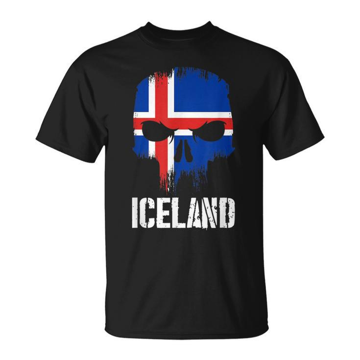 Iceland Flag Skull Icelandic Pride Patriotic T-Shirt