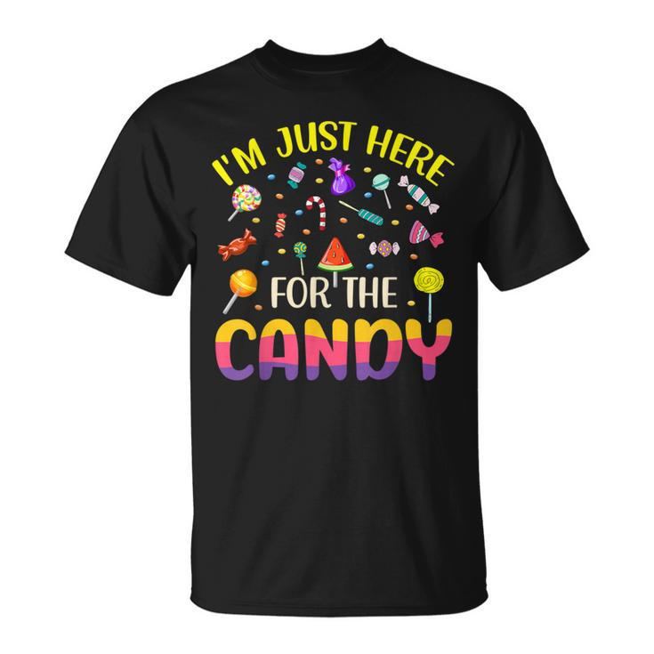 Ich Bin Nur Wegen Der Süßigkeiten Hier Black T-Shirt