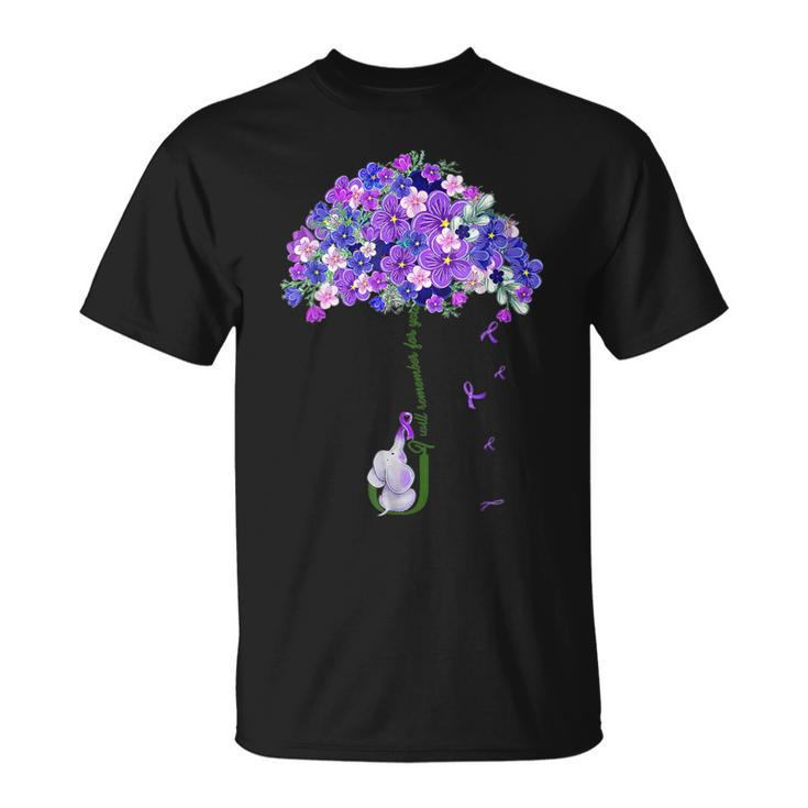 I'll Remember For You Purple Elephant Alzheimer's Awareness T-Shirt