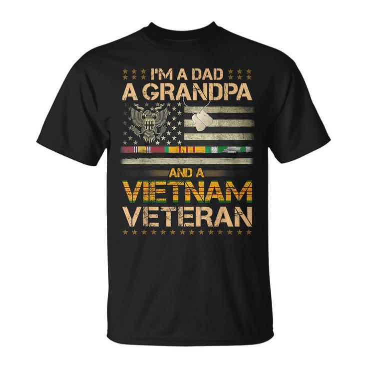 I'm A Dad A Grandpa And A Vietnam Veteran Usa Flag T-Shirt