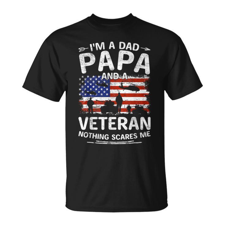 I'm A Dad Papa And Veteran Fathers Day Retro Papa Grandpa T-Shirt