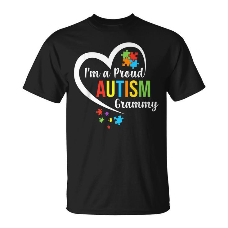 I'm A Proud Autism Grammy Love Heart Autism Awareness Puzzle T-Shirt