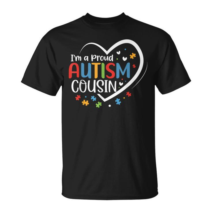 I'm A Proud Cousin Love Heart Autism Awareness Puzzle T-Shirt