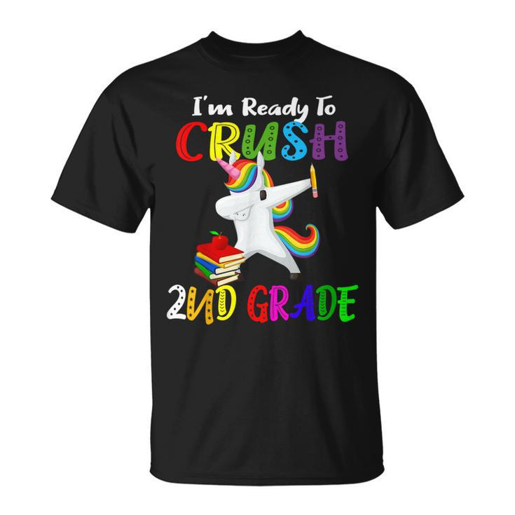 I'm Ready To Crush 2Nd Grade Second Grader Dabbing Unicorn T-Shirt