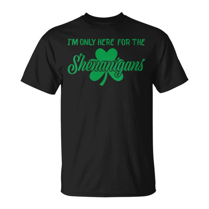 I'm Only Here For The Shenanigans Retro St Patrick's Day T-Shirt