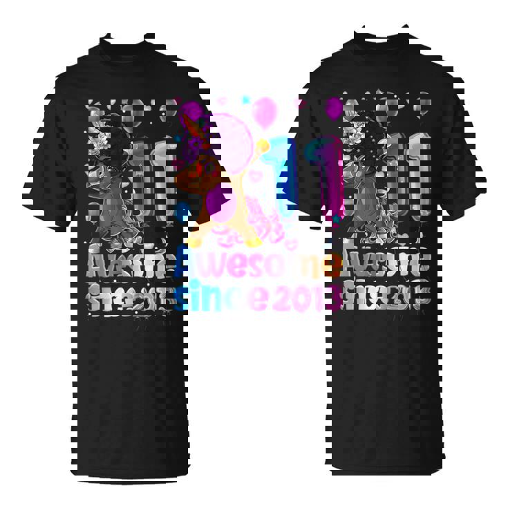 Impresionante Cumpleaños Unicornio Dabbing 11 Años Niña 11 Camiseta unisex