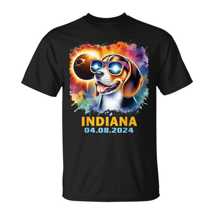 Indiana Total Solar Eclipse 2024 Beagle Dog Colorful T-Shirt