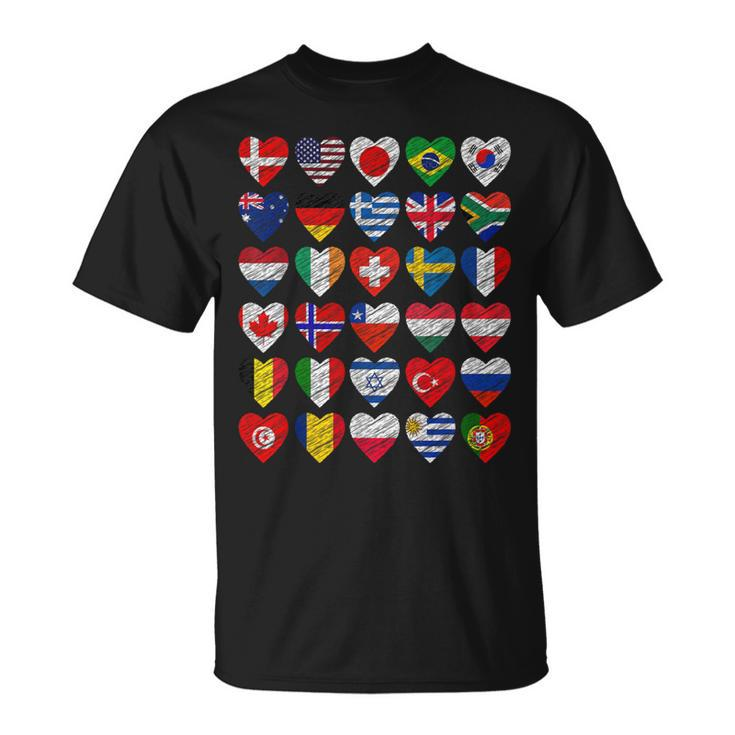 International Flags World Cute Hearts Countries T-Shirt