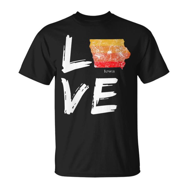 Iowa Ia Map Souvenir Love Distressed State T-Shirt