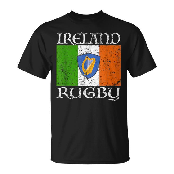 Ireland Rugby Vintage Irish Flag Rugby Fan T-Shirt