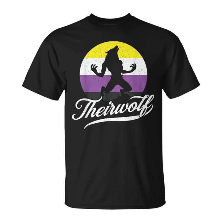 Theirwolf Non Binary Pride Nonbinary Nb Enby Flag Lgbtqia T-Shirt