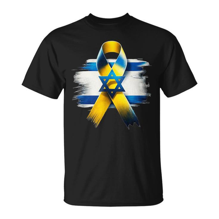 Israel Flag Yellow Ribbon Bring Them Home Now Israel T-Shirt