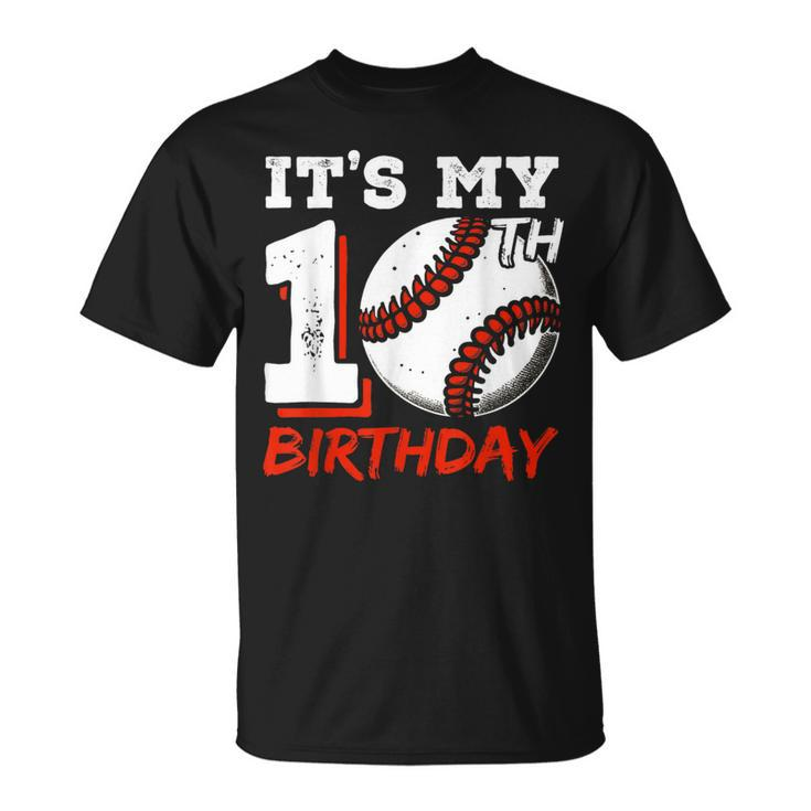 It's My 10Th Birthday Baseball Player 10 Years Old Boys Bday T-Shirt