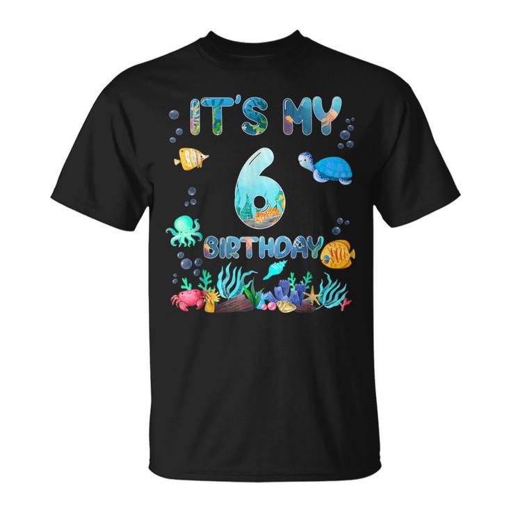 It's My 6Th Birthday Boy Sea Fish Ocean Animals Aquarium T-Shirt